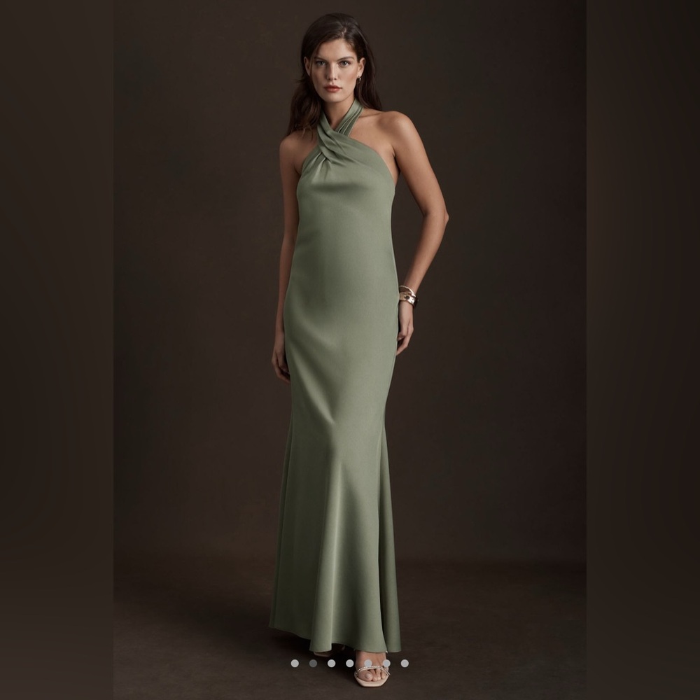 BHLDN Ruby Twist Halter Satin Gown